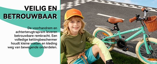 Hiland Meisjesfiets - 16 Inch - Met Mandje & Zijwieltjes - Handrem & Terugtraprem - Groen van Hiland — afbeelding 5