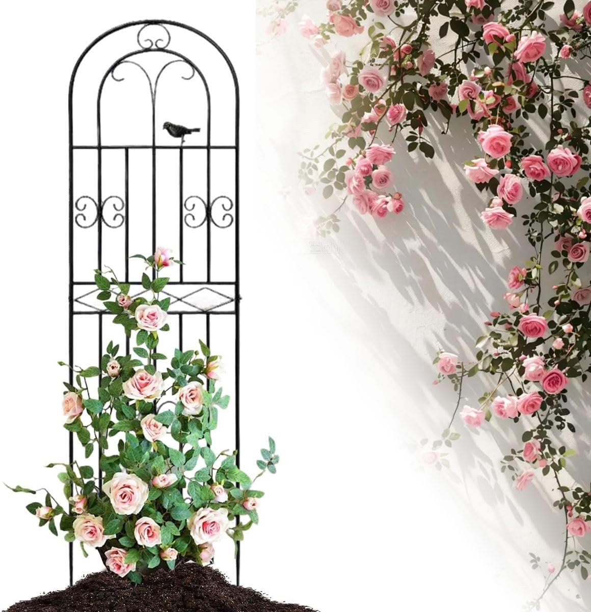 Tuin Klimplant Ondersteuning - Plantenrek Metaal - Verticaal Tuinieren - Duurzame Tuinpaal - 50x180 cm - Zwart