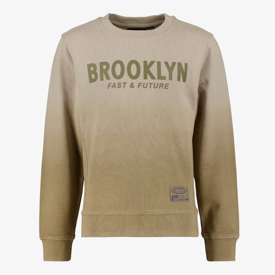 Unsigned jongens sweater met opdruk beige - Maat 134/140