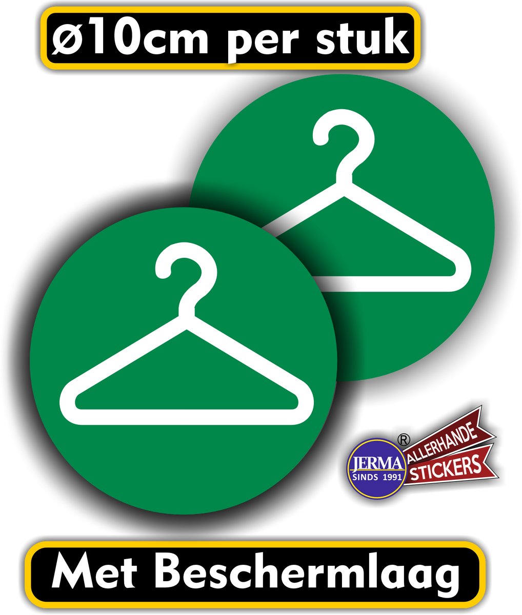 Jerma - Garderobe - Sticker - Groen - set 2 stuks - Ø 10 cm - Krasbestendig - Zelfklevend - Vinyl