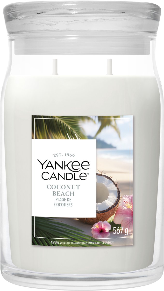 Yankee Candle Coconut Beach Large Jar Geurkaars - 90 branduren - twee lonten Wit