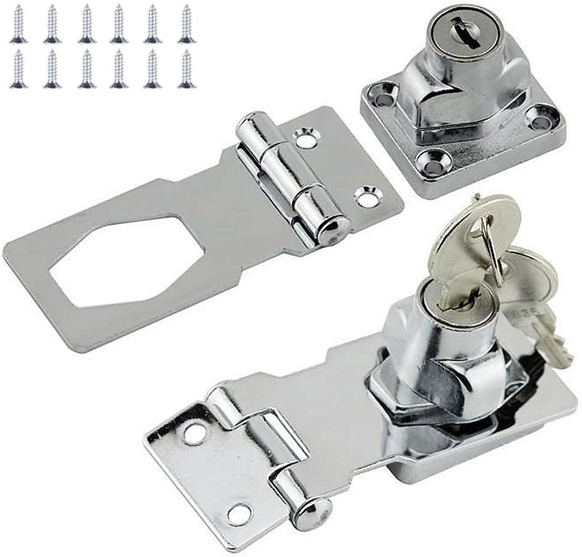 YAGXIG Hasp-deurslot, zwaar hangslot met sleutel - 2 stuks (2,5 inch)