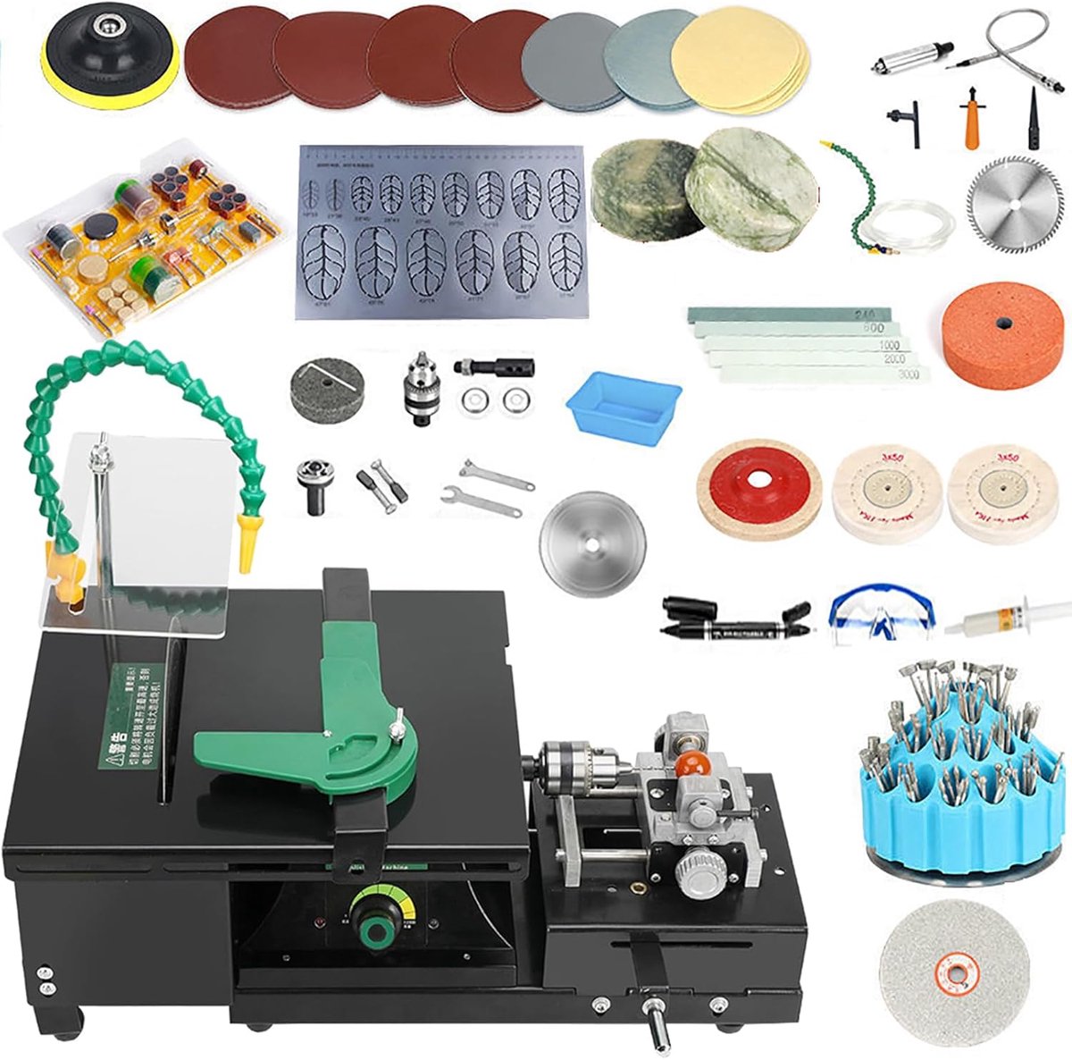 Gem Polijstmachine - Lapidair Gereedschap - Stenen Bewerken - 5-in-1 Multifunctioneel - 1950 W - Zilver