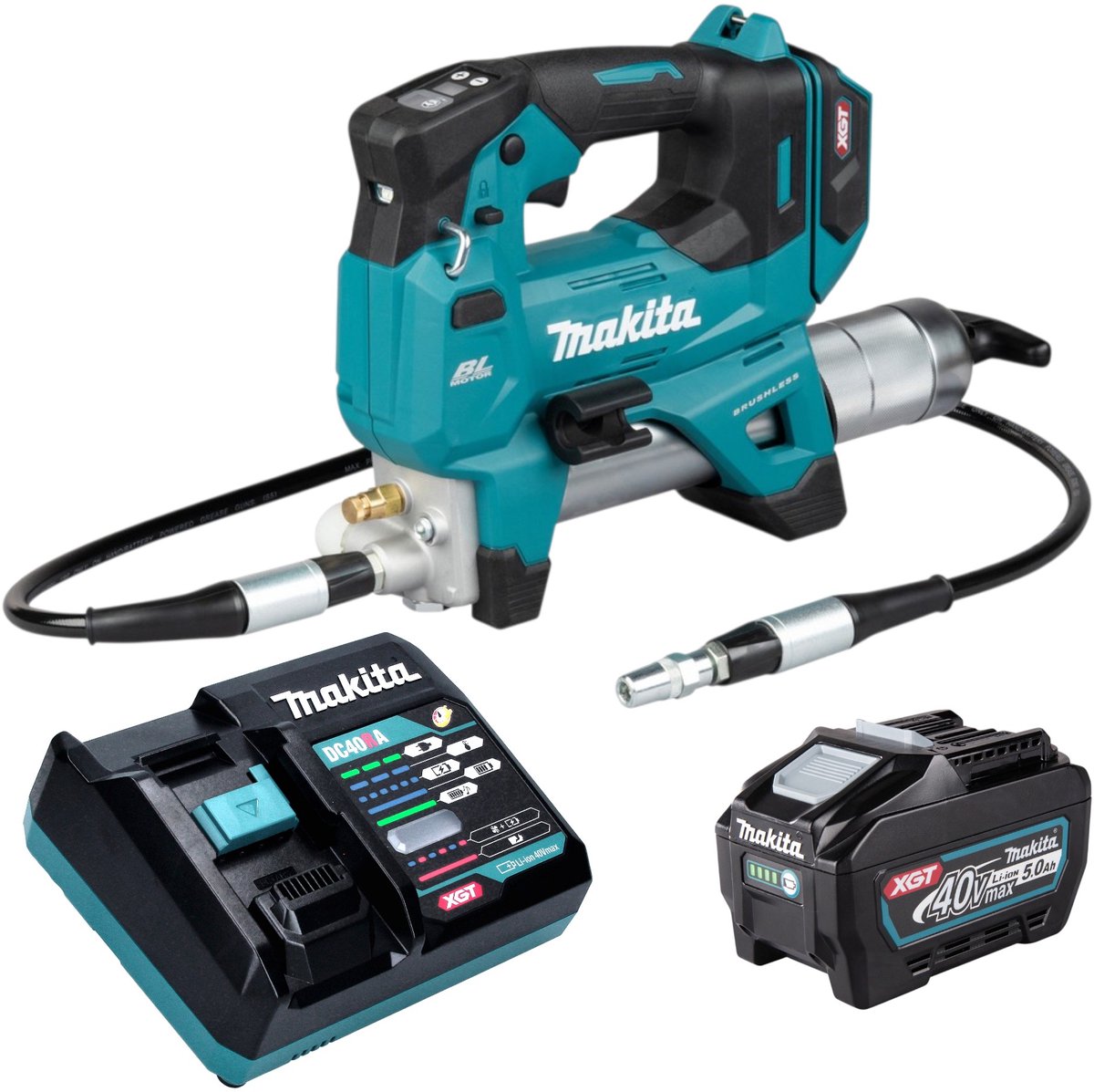 Makita GP 001 GT101 accu-vetspuit 40 V max. 690 bar borstelloos + 1x accu 5,0 Ah + oplader