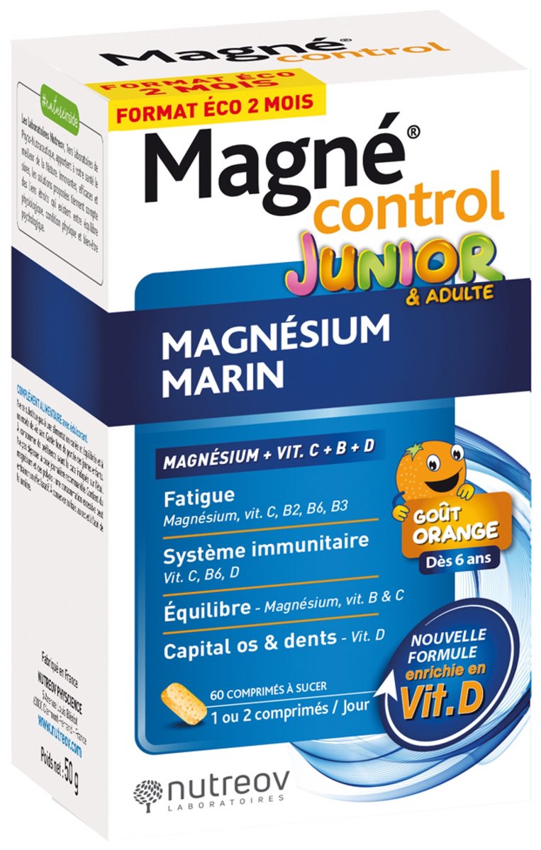 Nutreov Magne Control Junior & Volwassen 60 Zuigtabletten