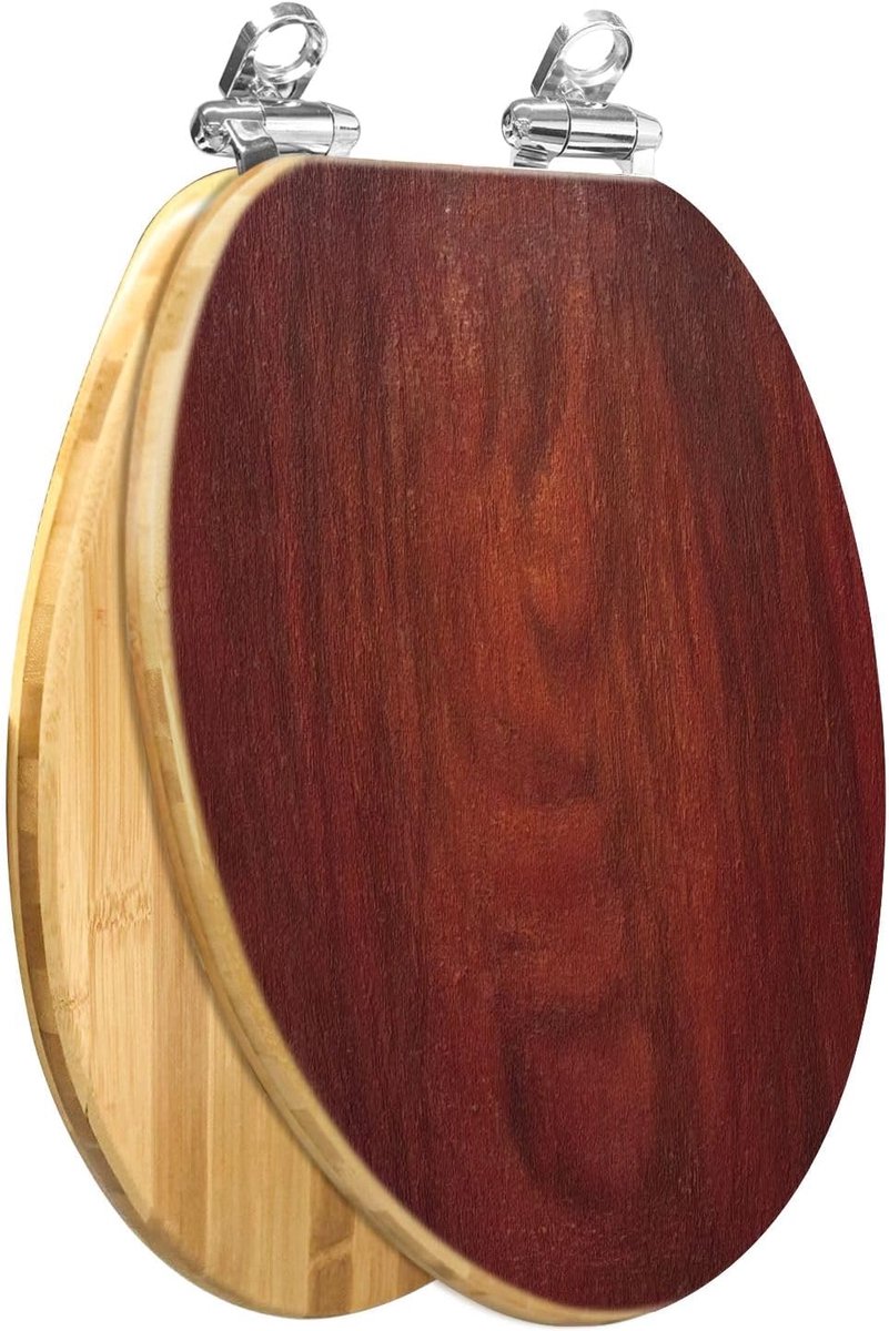Toiletbril Hout - WC Deksel - Badkamer Verbetering - Softclose Scharnieren - 47 x 35.5 cm - Multi7