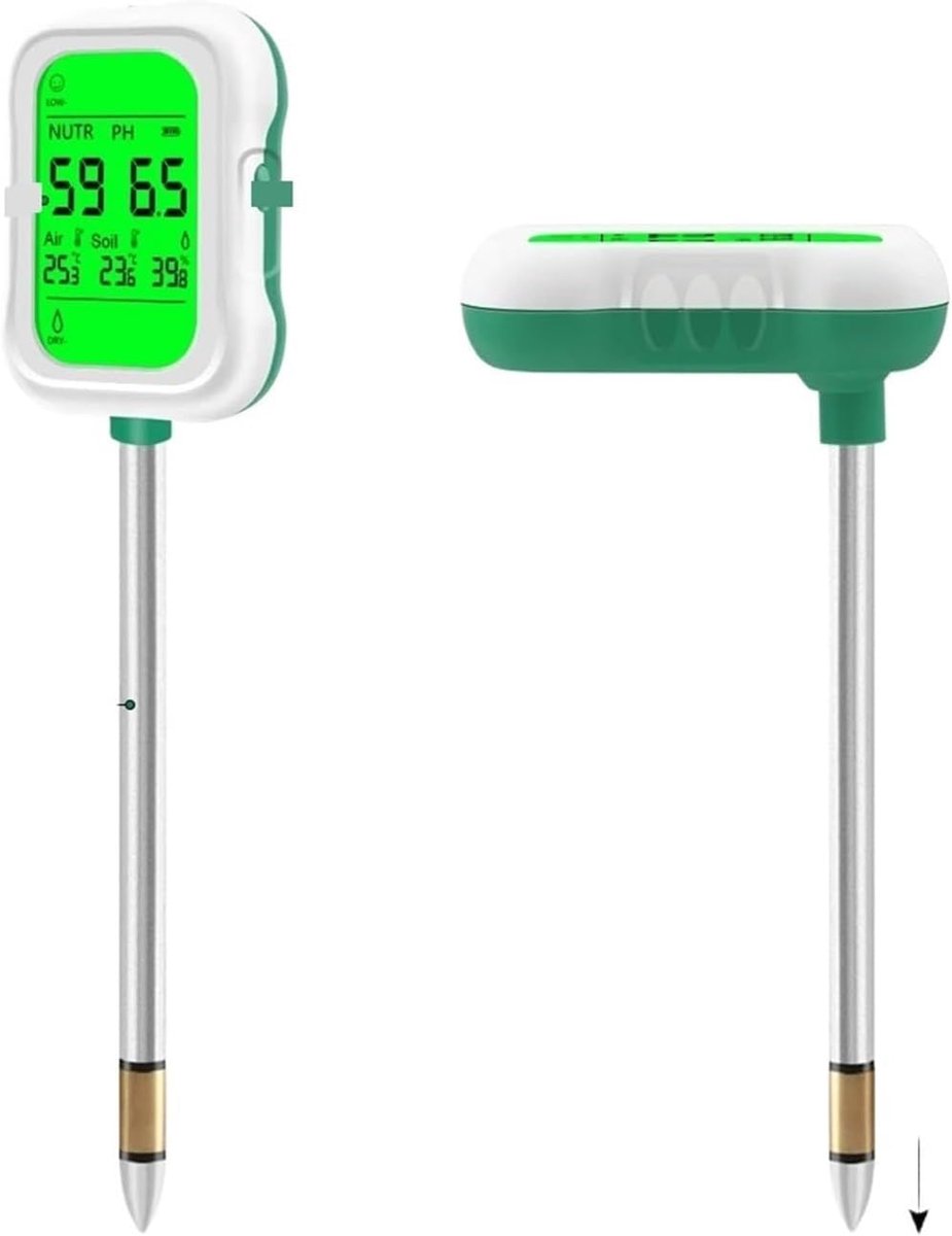 Digitale Bodemtester - pH-meter Vochtmeter - Plantenverzorging - 7-in-1 Multifunctioneel - 16.5 cm Sonde - Zwart