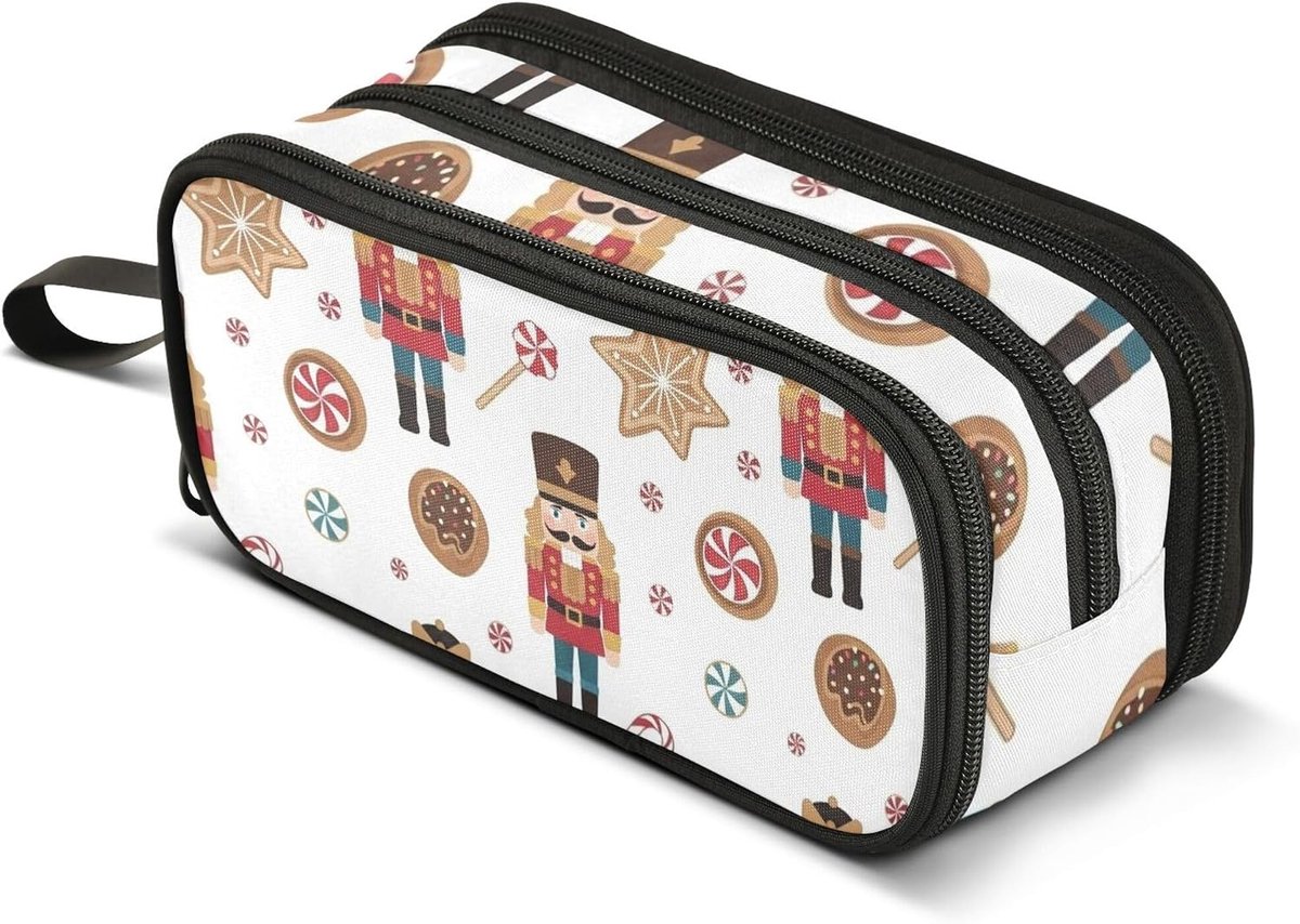 Etui Potloden Pouch - Opbergtas Pennen - School Kantoor - Ruime Opslag Drie Vakken - 225x90x11 cm - Notenkraker Soldaten