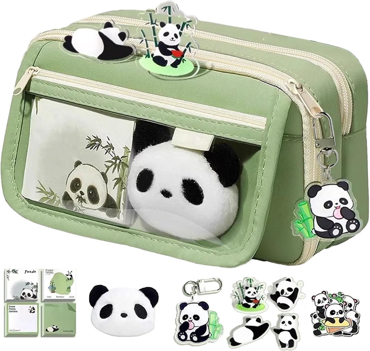 Panda Pennenetui - Dieren etui - Briefpapier Organiseren - Grote capaciteit - 22x75x13cm - Groen