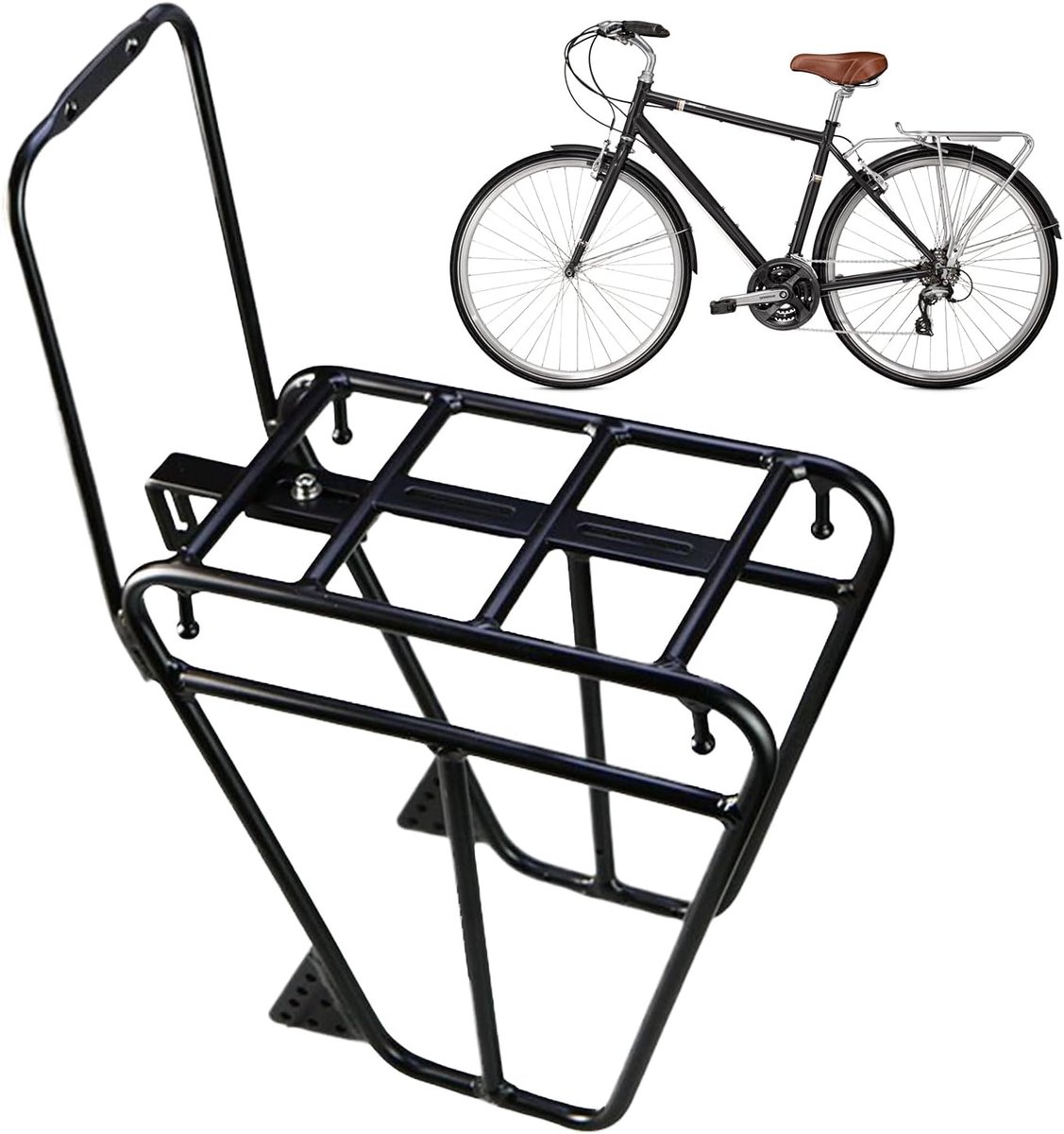 Fietsendrager Vooraan - Bagagedrager Fiets - Bagage Vervoeren - Versterkte Stalen Constructie - 44 x 34 x 17 cm - Meerkleurig