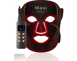 Maxi Meilleur® Nova series - Rood & Nabij infrarood - led gezichtsmasker lichttherapie - Anti-aging LED masker met rood licht therapie - Led Face mask - infrarood masker - led masker lichttherapie LED Masker zwart - Red Light therapy mask
