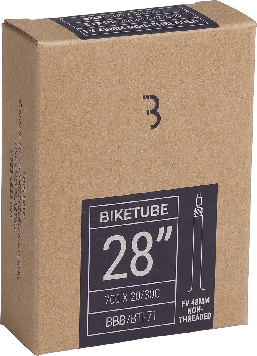 BBB Cycling Binnenband Racefiets Gravelbike 28 Inch - Presta / Frans ventiel 33 mm - Geschikt voor bandenmaat: 20/28-622/630 - Fietsband BikeTube - BTI-71