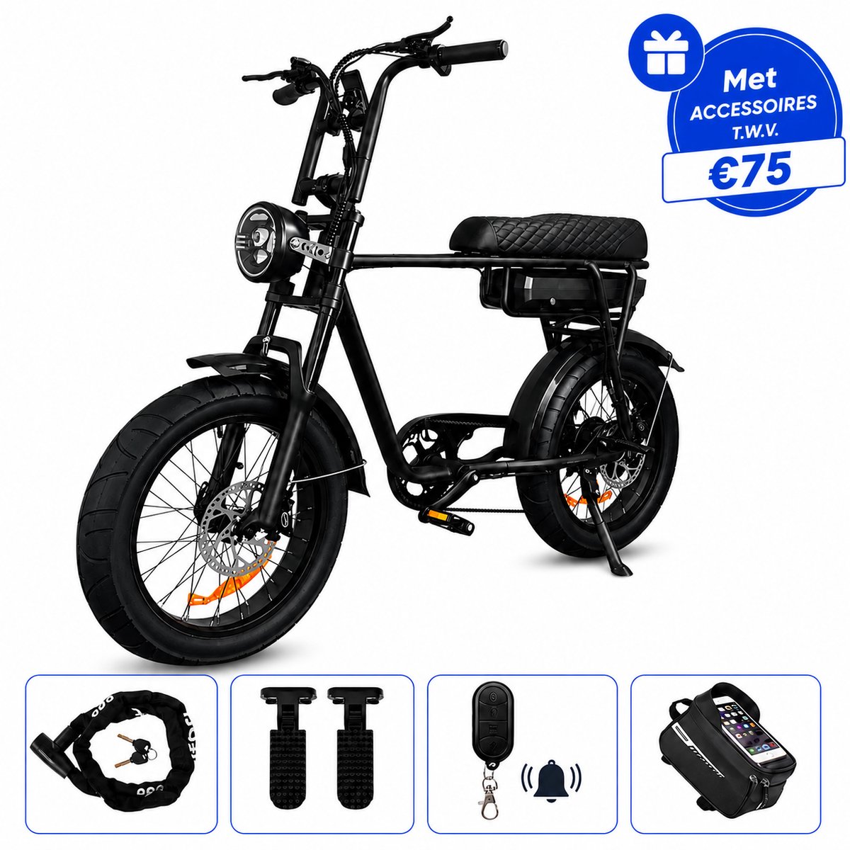 Ebikekopen.com EB2 - Nieuwste model - Rijklaar - Nieuwste Model - Hydraulische remmen - 2026/2027 Model - Incl. Slot - Telefoonhouder - Alarmsysteem - Voorrekje - Voetensteuntje - Met Accessoires - Ebike - Elektrische Fiets