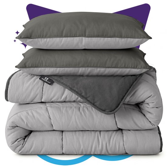 Slaapspeciaal All year dekbed enkel - eazydekbed ® Series Grijs/Antraciet - Dekbed zonder overtrek - 200x200 cm - 30 dagen proefslapen - Hoesloos dekbed - Bedrukt dekbed zonder overtrek - Dekbed in kleur - Gekleurd dekbed - Tweepersoons Dekbed van eazydekbed® — afbeelding 2
