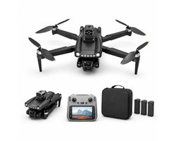 Gloovon® - GPS Drone Full HD - 3 Accu's & Scherm Controller - 360° Obstakelvermijding - Borstelloze Motoren - 90 Min Vliegen - Zwart