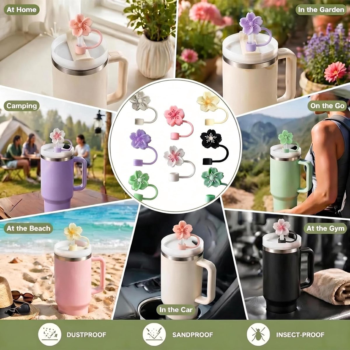 3 Stuks - Siliconen Rietjes Doppen 10 mm - Universele Rietjes Beschermers - BPA-vrij - Stofdichte en Spatwaterdichte Rietjes Caps - voor Drinkbekers - Herbruikbare Rietjes Covers Set - voor Outdoor en Camping — cadeau in Cadeau-ideeën - foto 5