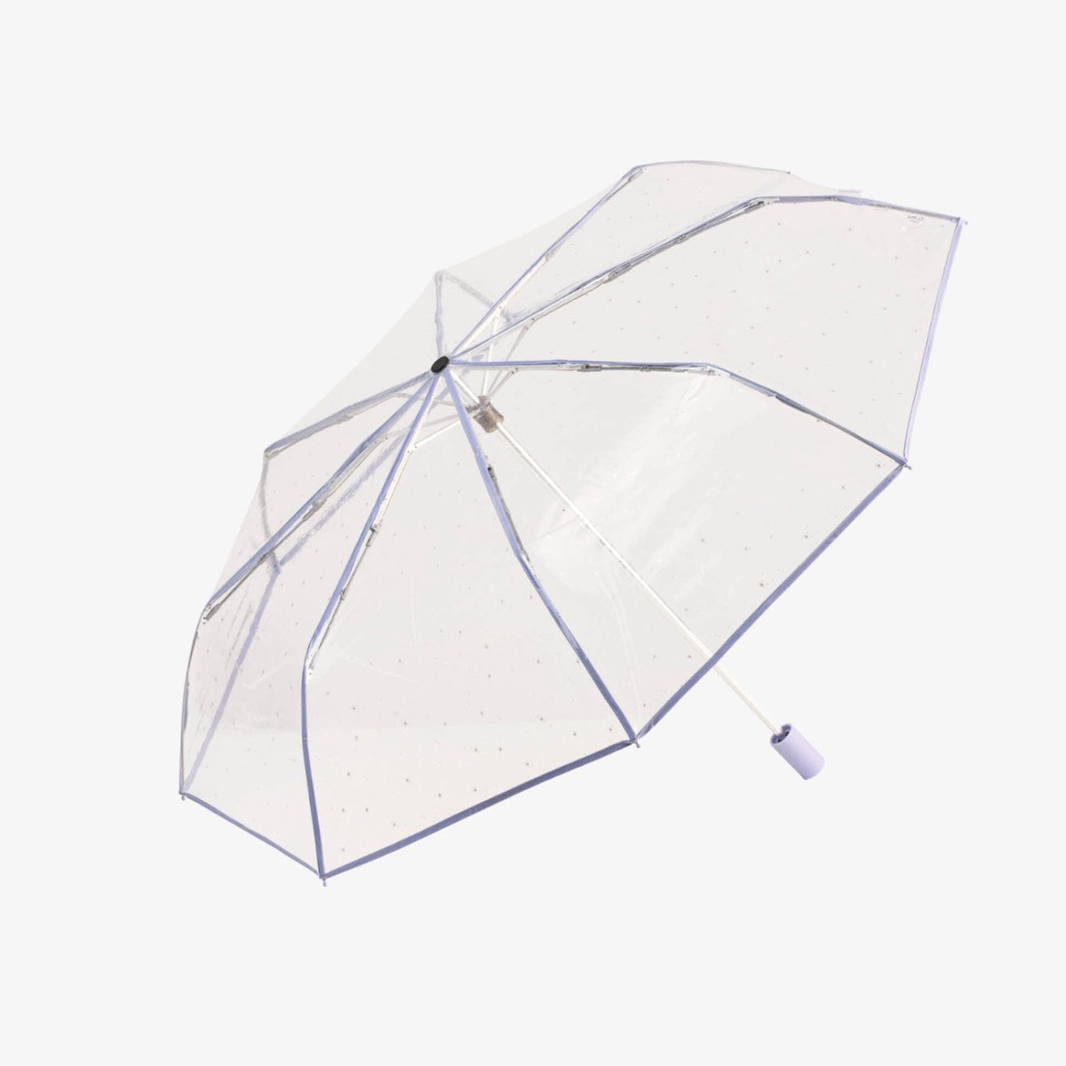 Pluvion Stars Mini Paraplu Dames Transparant | Paars | Windproof | Compact 28cm | Sterrenprint