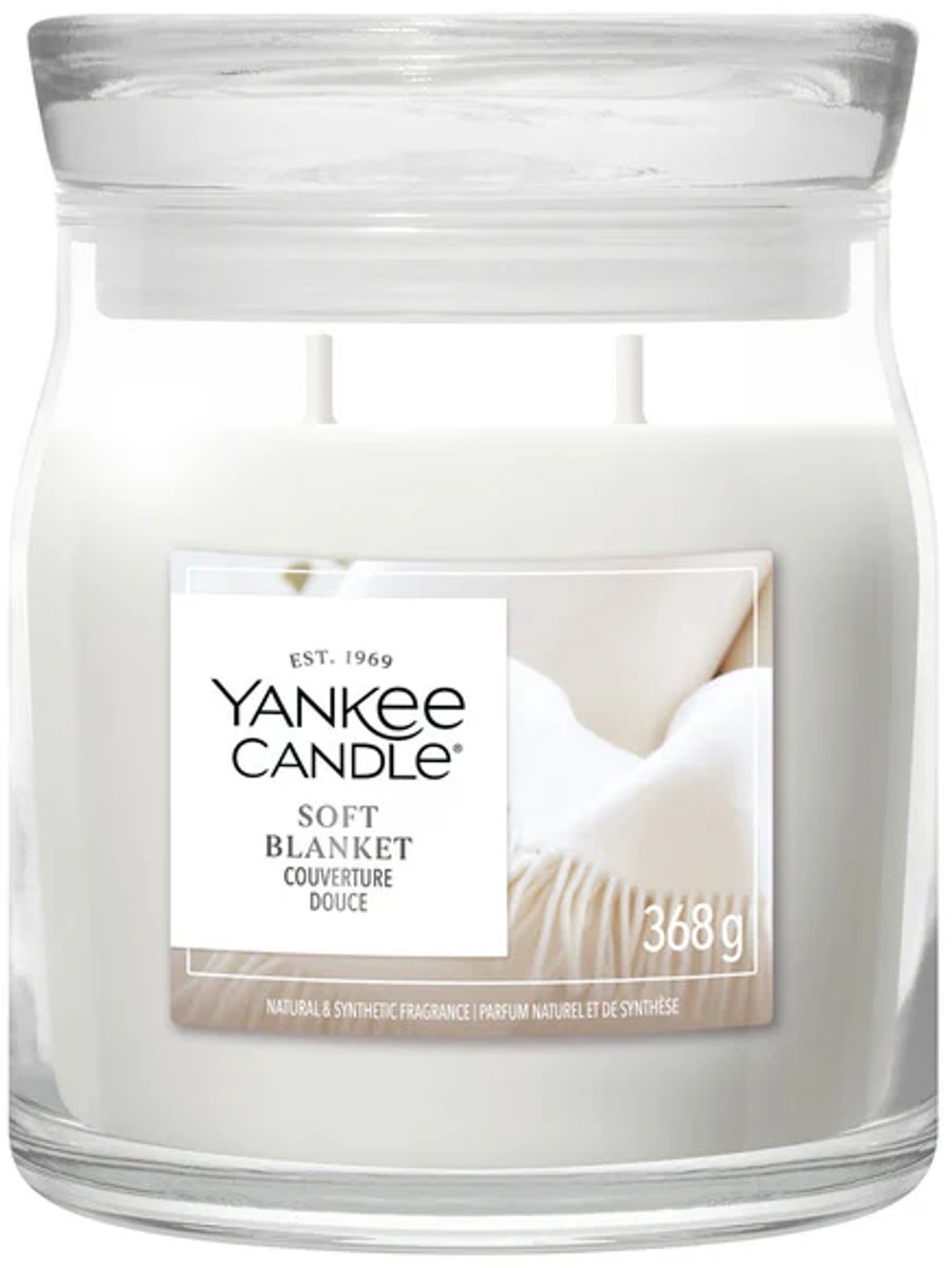Yankee Candle Soft Blanket Medium Geurkaars - 50 branduren - 2 lonten Wit