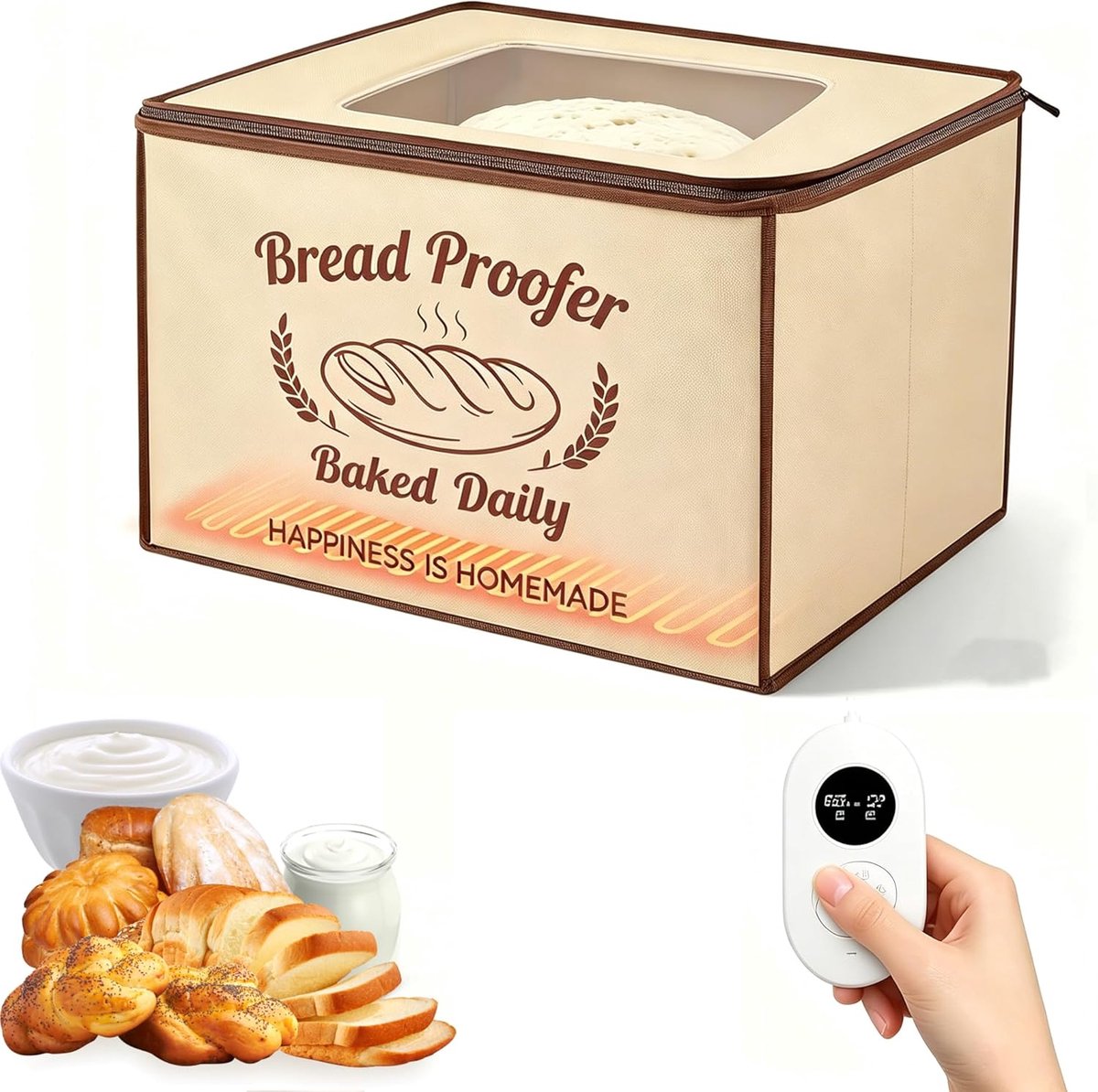 Opvouwbare Broodrijskast - Fermentatie Machine - Zuurdesem Maken - 48 Uur Timer - 40x30x30 cm - Zwart