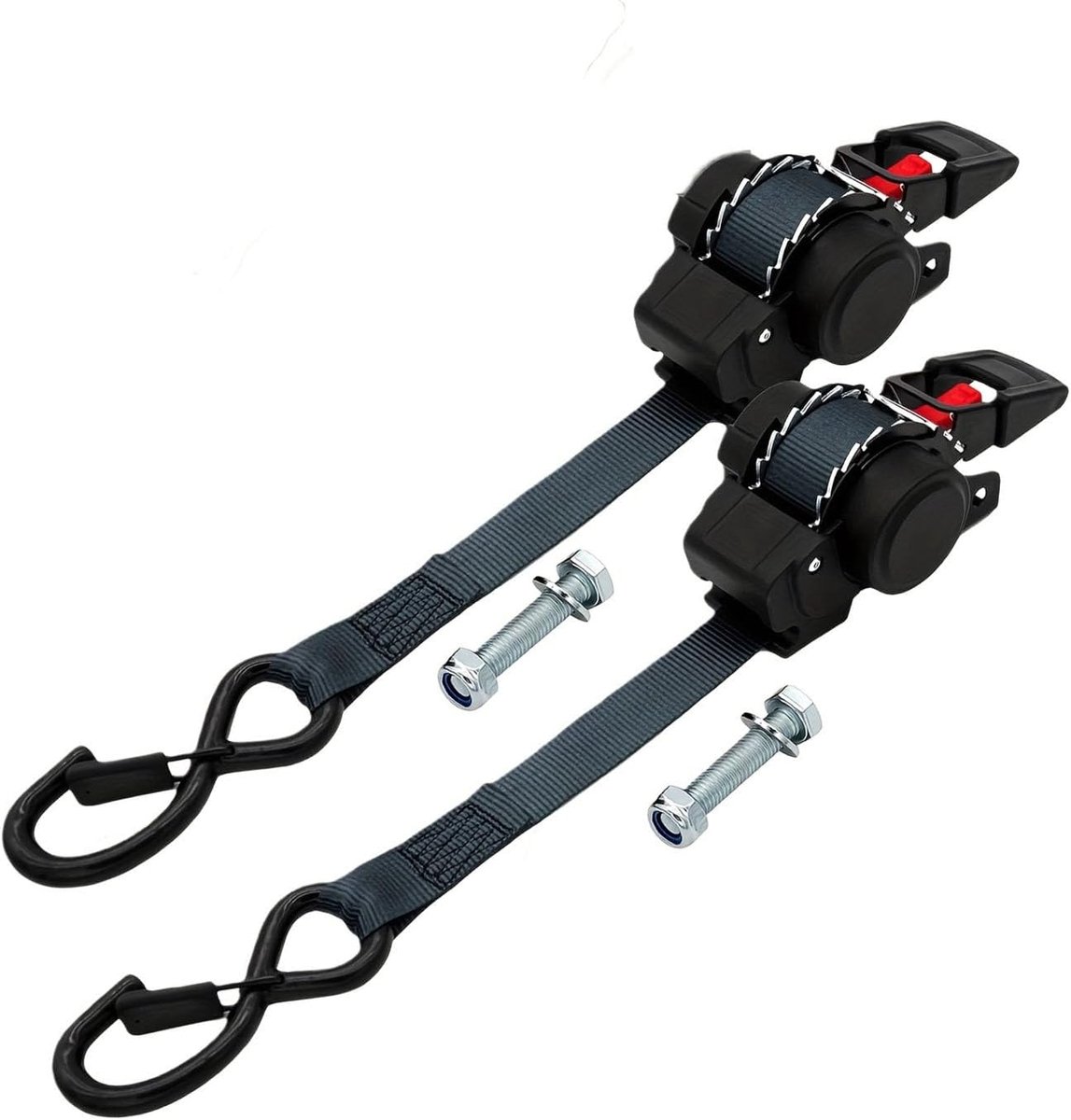 Intrekbare Ratelriemen - Spanbanden Zwaar - Vracht Beveiligen - Automatische oprolfunctie - 1 Inch X 115 Ft - Zwart