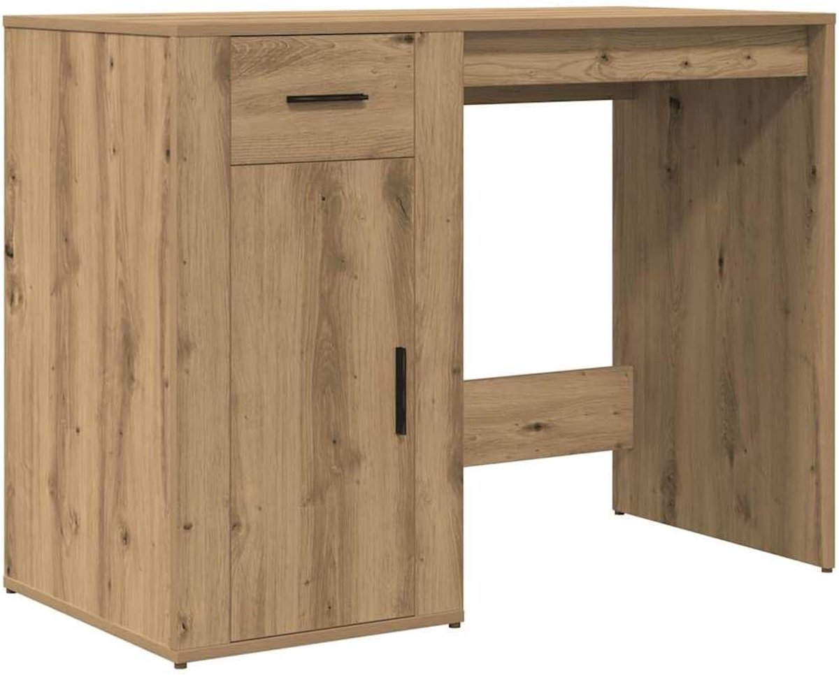 Bureau met opbergruimte - Werktafel bureau - Thuiswerken organiseren - Flexibele montage kast - 100 x 49 cm - Artisan eiken