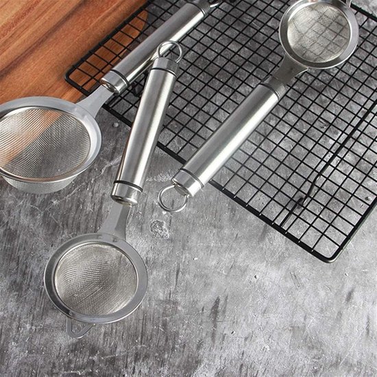 Keuken Zeef - Afgieter Vergiet - Noodles Koken - Lange Handgreep - Roestvrij Staal - Zilver — afbeelding 3