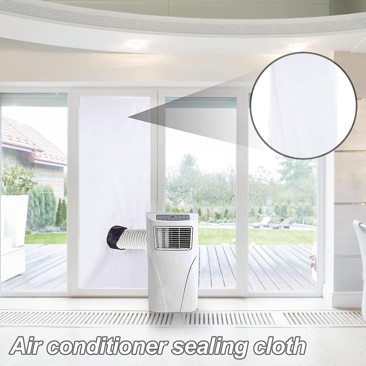 Draagbare airconditioner raamafdichting - 200 cm - Airco Raamafdichtingskit - Universele mobiele airconditioner raamkit - Airconditioner raamkit - Draagbare Airconditioning Raamafdichting - Mobiele Airco Deur Afdichting Schuifdeur en Balkondeur – foto 6