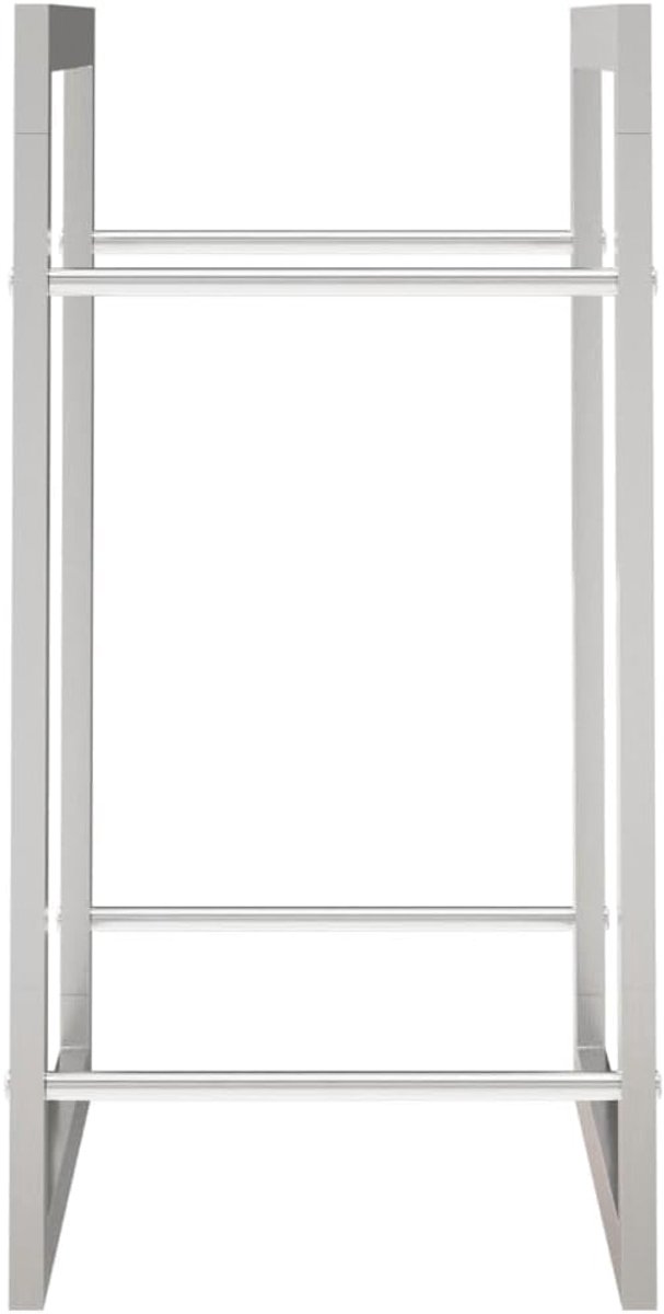 Brandhoutrek - Houtopslag - Haardhout Opslag - Weerbestendig Staal - 50x28x56 cm - Zilver
