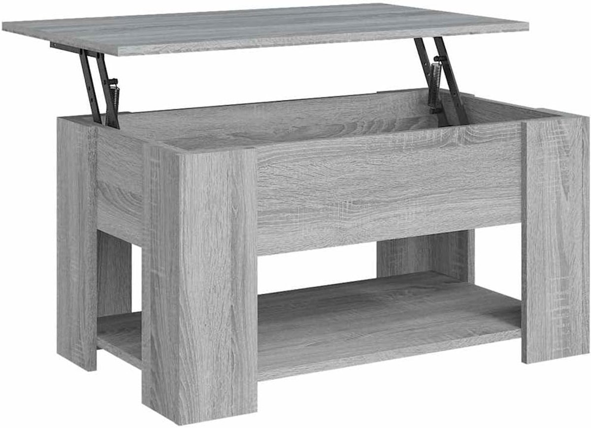 Salontafel - Koffietafel - Eten en Werken - Verstelbaar Tafelblad - 79x49x41 cm - Grijs