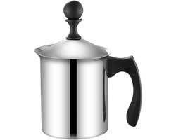 Handmatige Melkschuimer - Keuken Accessoire - Dranken Bereiden - Roestvrij Staal - 400ml of 800ml - Zilverkleurig