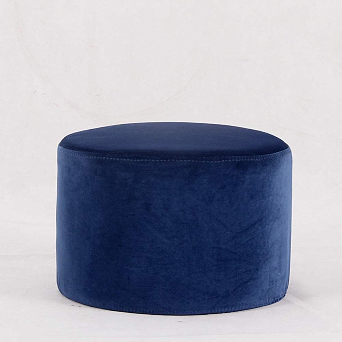 Zitkussen Poef - Voetenbank Rond - Extra Zitplaats - Superzachte Stof - 40 x 28 cm - Blauw