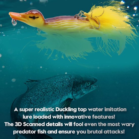 Eenden Lokker - Vis Aas - Vissen Op Water - Realistisch Ontwerp - 10.5 cm - Geel — afbeelding 4