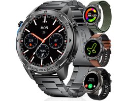 Synyq GPS Pro - GPS Smartwatch Heren - 51mm - AMOLED Scherm - 4 Bandjes - 5ATM Waterdicht - Belfunctie - 170+ Sportmodi - Stappenteller - Hartslag, Slaapmeter - Smartwatch Heren - Horloge Heren - Sport Horloge - IOS & Android