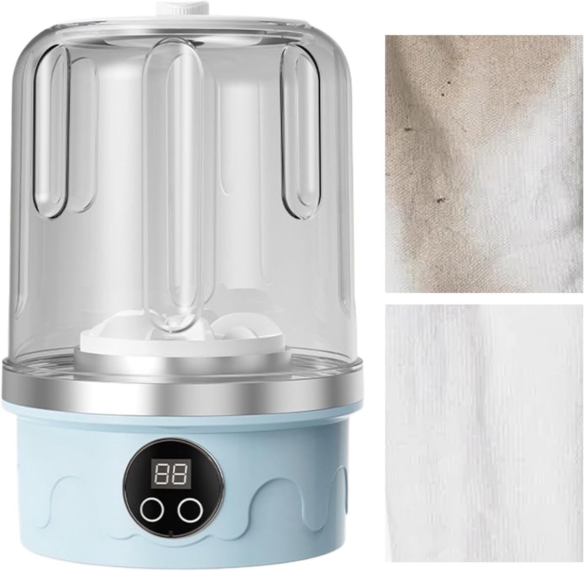 Mini Wasmachine Draagbare Wasmachine Hygiënisch Wassen Draadloos USB Opladen 1.5 Liter Blauw