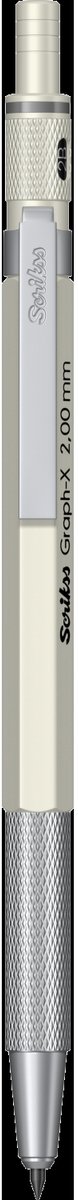 Scrikss Graph-X mechanisch potlood metaal | Grip van messing voor stevige en comfortabele houvast | Wit 2.0mm