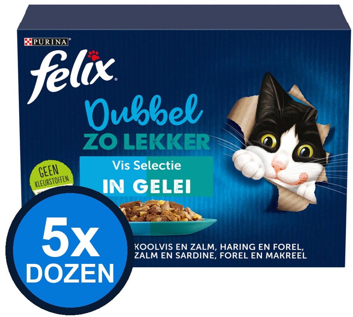 Felix Felix - Dubbel Zo Lekker Vis Selectie in Gelei - Kattenvoer Natvoer - doos 12x85g