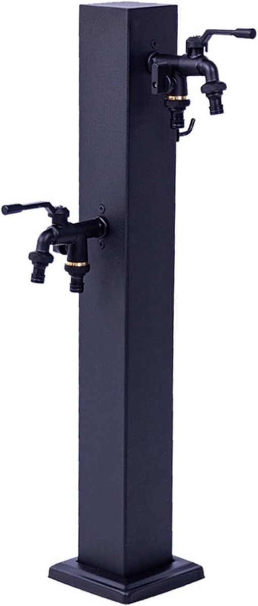 Tuinwaterzuil - Buiten kraan - Tuin bewateren - Dubbele uitgang - 65 cm - Zwart