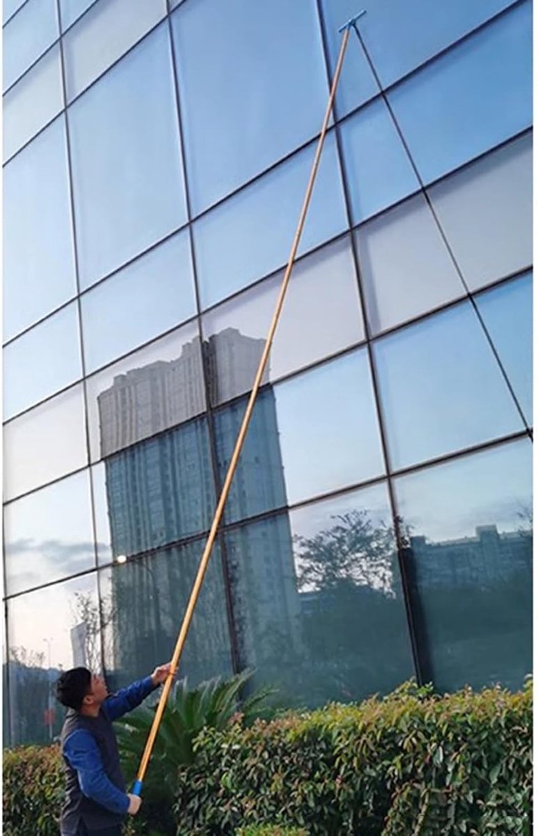 Raamwisser Telescoopsteel - Glastrekker Lange Steel - Hoge Ramen Schoonmaken - Verstelbare Flexibele Kop - Tot 9.5 Meter - Grijs
