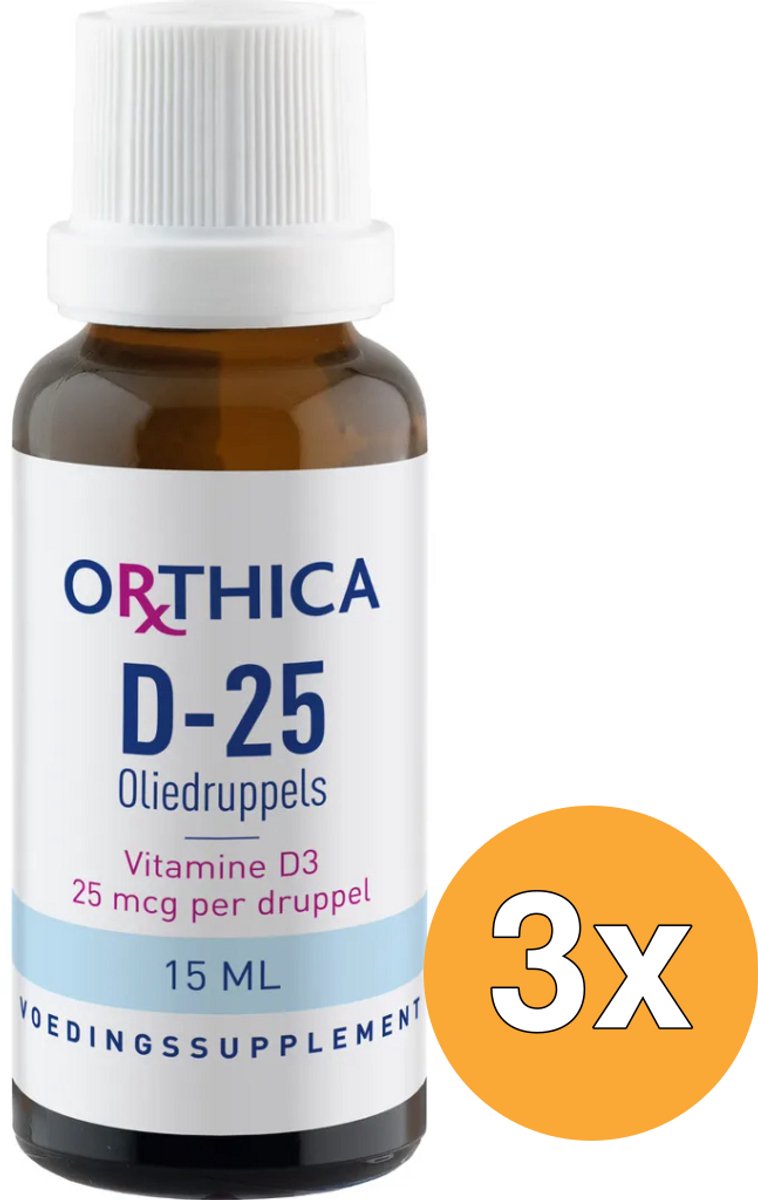 3x Orthica D-25 Oliedruppels (15 ml)