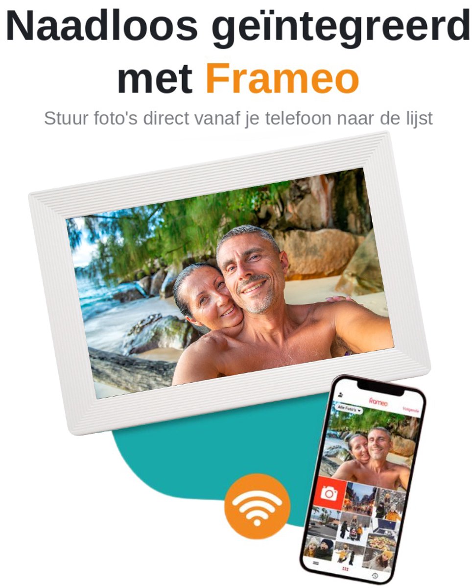 Pora&Co - Digitale fotolijst met WiFi en Frameo App – 10 inch - Pora – HD -IPS Display – Wit - Micro SD – Touchscreen thumbnail 2