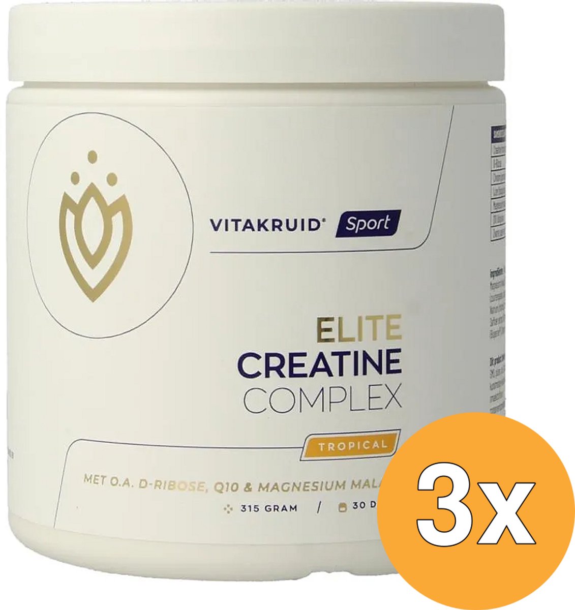 3x Vitakruid Elite Creatine Monohydraat Complex - Tropical (315 gr)