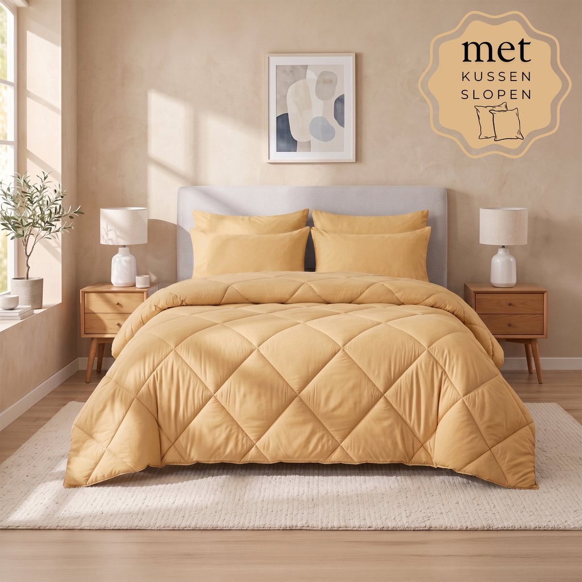 Sleep Comfy - Deluxe 2-in-1 Zomer Dekbed - 200x220 cm - Taupe - met 2 Kussenslopen 60x70 cm - Dekbed zonder overtrek - Ademend & Anti Allergie - Hoesloos Dekbed - Stijl, Comfort en Innovatie voor Elke Dag & Nacht - Camping & In de Caravan