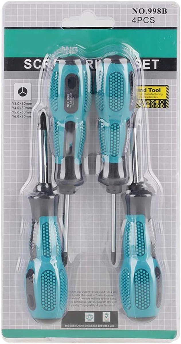 Precisie Schroevendraaierset - Handgereedschap Set - Apparaten Repareren - Magnetische Koppen - 4 Delig - Turkoois