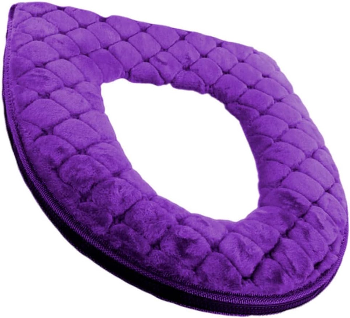 Toiletzittinghoes - Zachte toiletmat - Badkamer Decoratie - Met Ritssluiting - 23.5 x 19 cm - Paars
