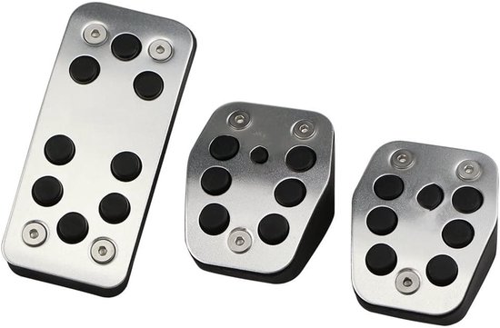 Pedaal Covers Set - Auto Pedalen - Veiliger Rijden - Antislip Rubber - AT Model - Zwart Zilver — afbeelding 2