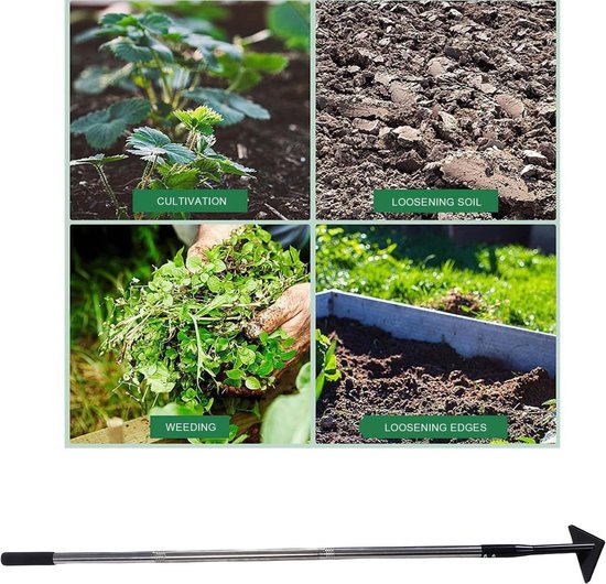 Driehoekige Schoffel - Onkruidverwijderaar Tuin - Tuinonderhoud Wieden - Verstelbare Lange Steel - Tot 145 Cm - Zwart — afbeelding 4