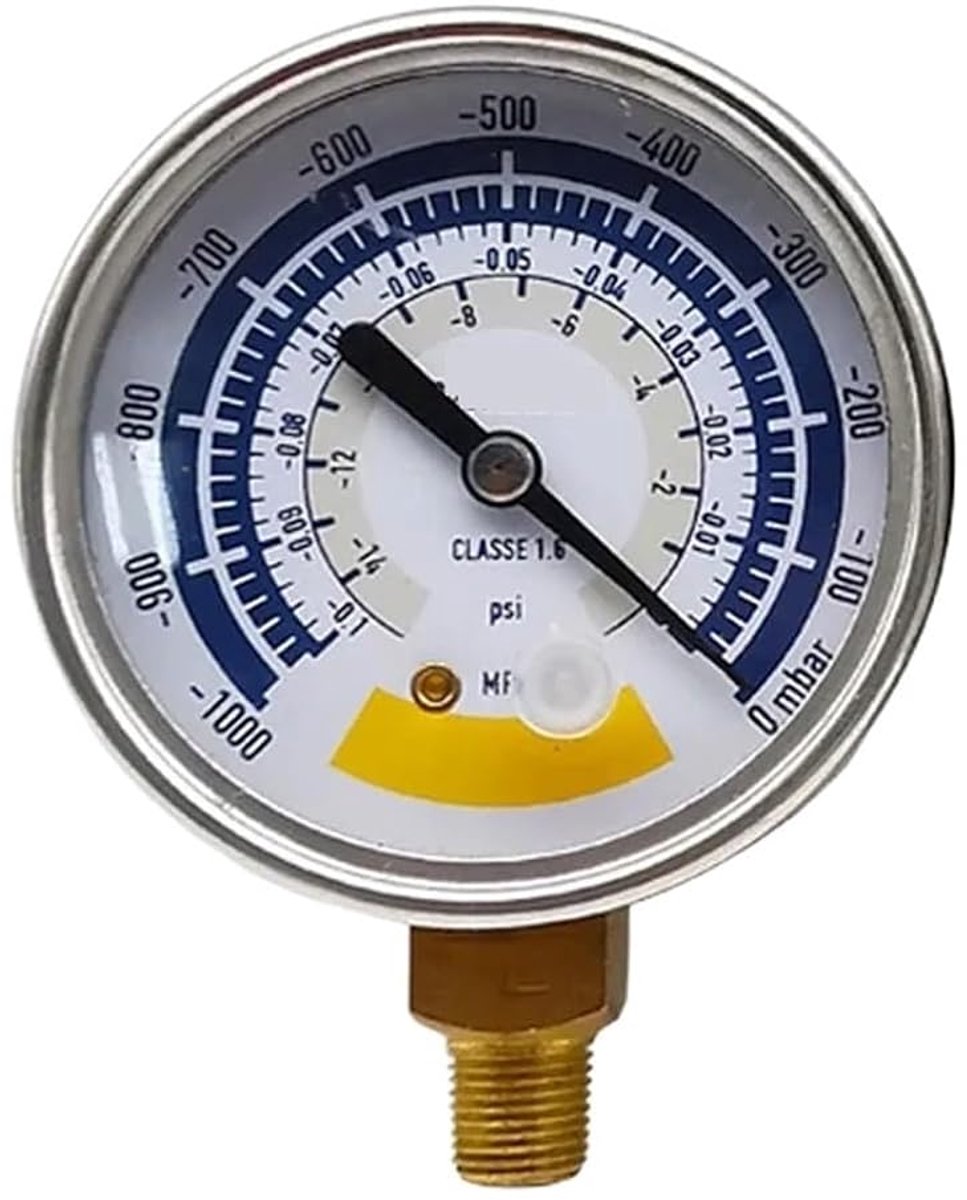 Vacuümmeter - Manometer - Druk Meten - Roestvrij Staal - 60mm - Zilver