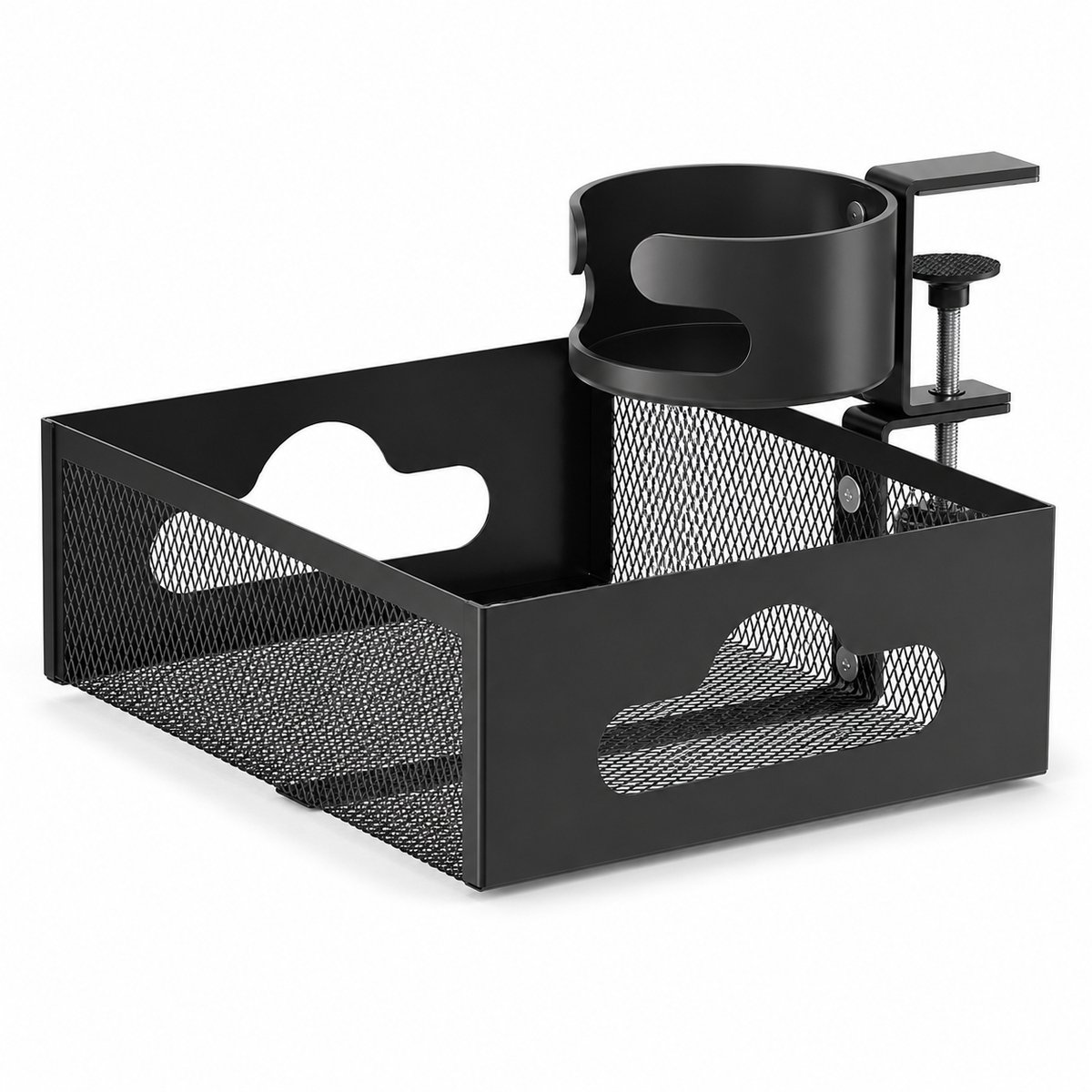 Gloovon® - Kabelgoot bureau - Kabel organiser - Onder Bureau - Kabeldoorvoer - Zonder Boren - met Bekerhouder - 360° Draaibaar - Zwart