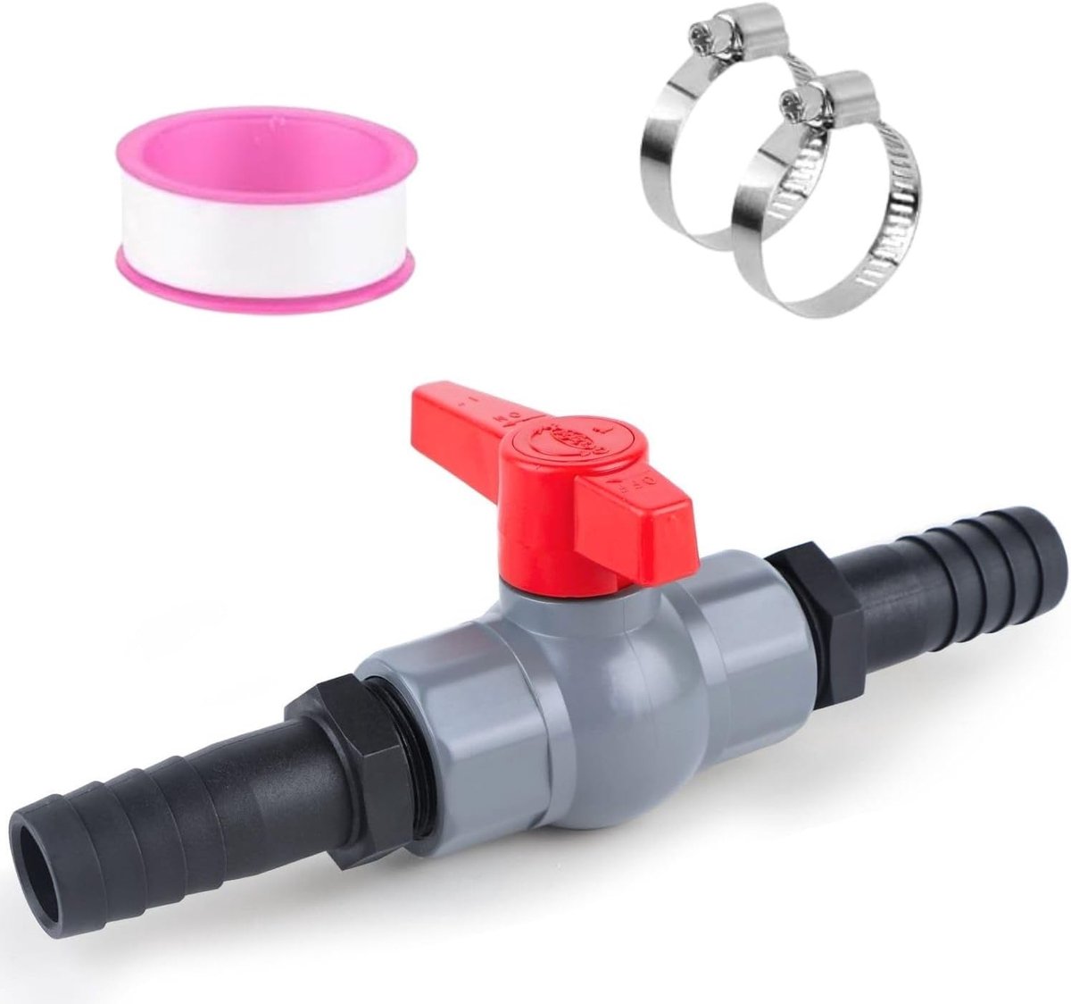 Kogelkraan PVC - Afsluitventiel Slang - Waterleiding Regelen - Slangtuit 25mm - 1 Inch - Grijs