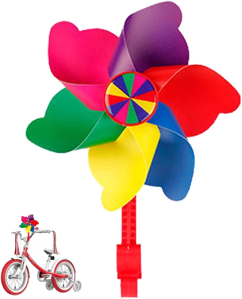 Fietsstuur windmolen Kinderfiets spinner Decoratie toevoegen Veilig zacht materiaal 65 inch Veelkleurig